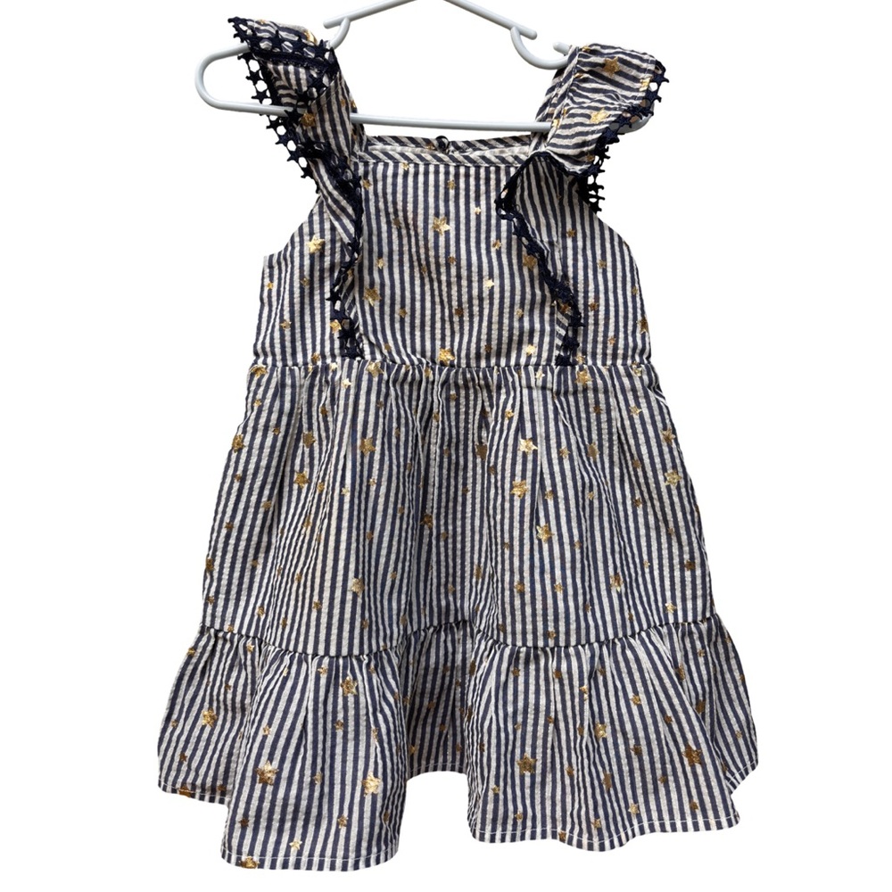 Cat & Jack Blue Stripe Gold Star Sleeveless Dress 2T (3 for $12 item)